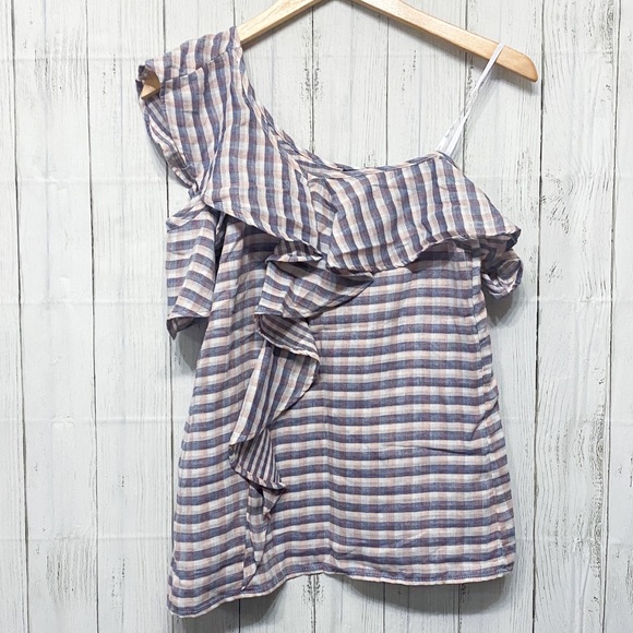 Jessica Simpson Checked Ruffle Top -S - Picture 5 of 9